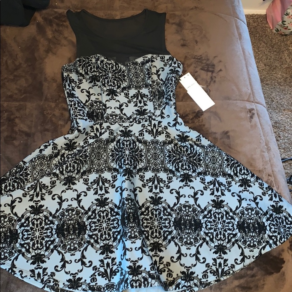 Formal dress with suede fabric design deep blue